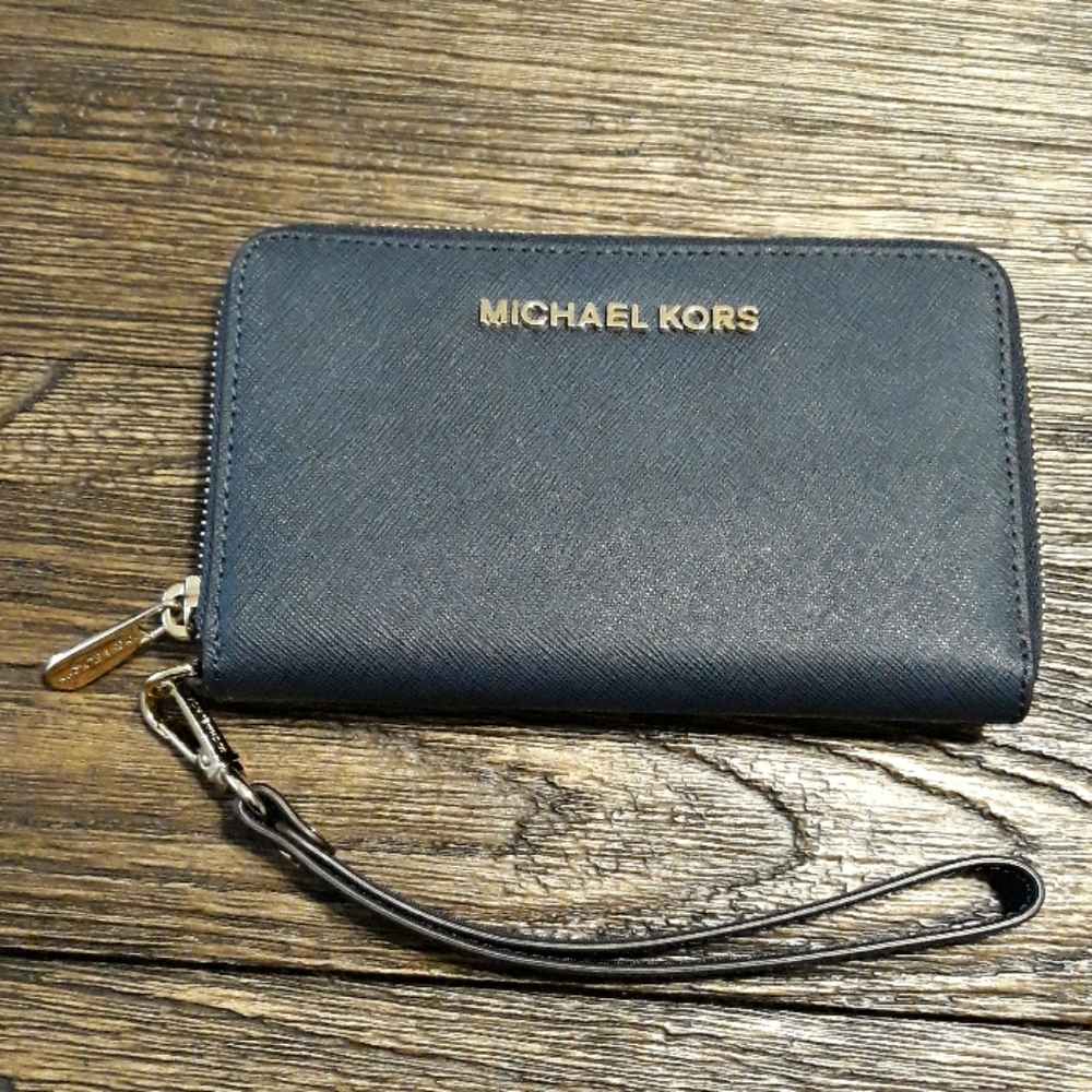 Michael Kors navy blue leather wallet